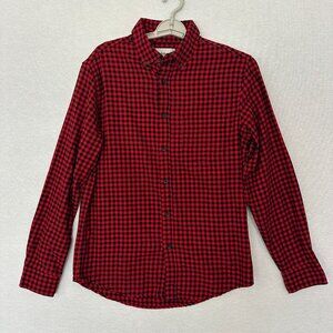 GOODFELLOW & CO MEN'S PLAID LIGHTWEIGHT FLANNEL LONG SLEEVE BUTTON-DOWN SHIRT, M